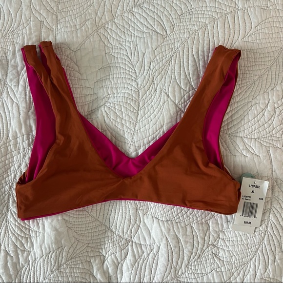 L*Space Reversible One Wave Bikini Top Pink/Burnt Orange XL NWT - Picture 3 of 8